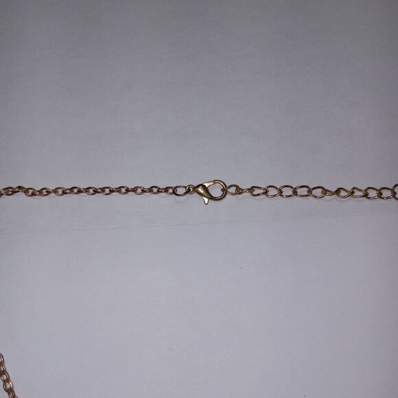 Vintage Geometric Triangle Pendant Necklace Gold Tone Boho Art Deco Adjustable - Picture 3 of 6